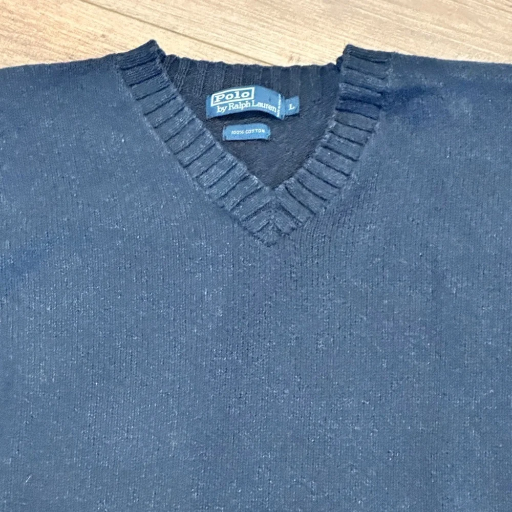 Polo Ralph Lauren Navy Blue V-Neck Sweater Large